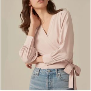 Everlane Washable Silk Wrap Blouse Soft Pink - sz8